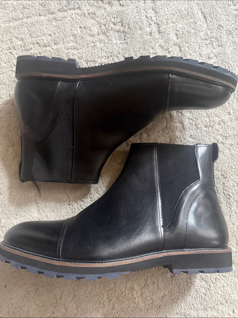 Men's Black Leather Chukka Boots - Classic Slip-On